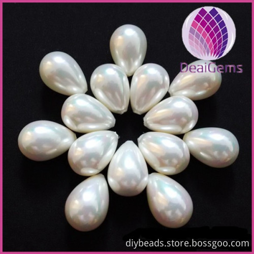 Deai Gems 12*16mm teardrop shell pearl beads